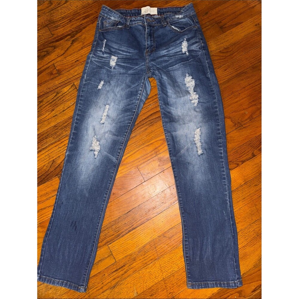 L&B Women's Straight Leg Distressed Blue Jeans Size 10